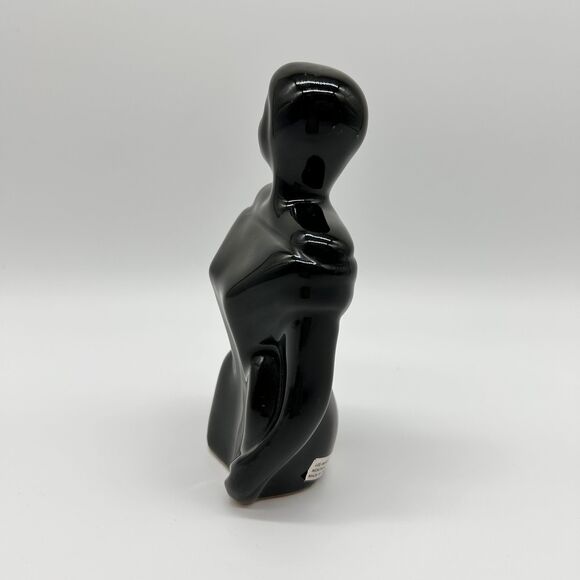 Black Ceramic Figurine Art Deco Woman Bust High Gloss Ceramic 1980s (Bin2jml) - Picture 3 of 6